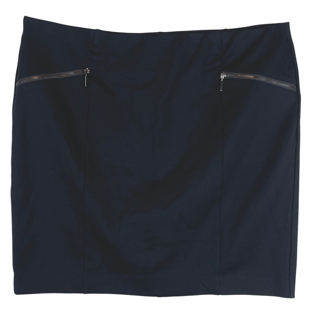 Alfani Womens Black Ponte Knit Mini Skirt Zipper Pockets Plus Size 18 FA18